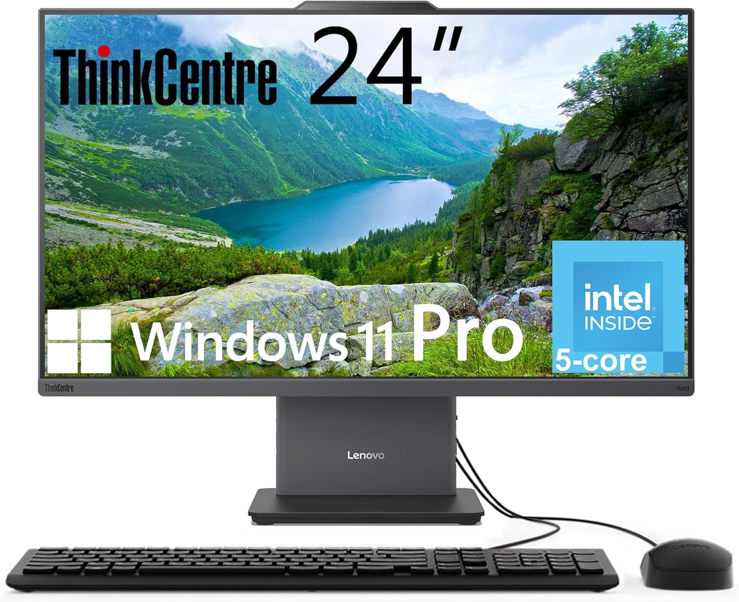 Lenovo ThinkCentre All-in-One Desktop Computer, 24" FHD IPS Display, 5-core Intel U300 Processor, 32GB DDR5, 1TB SSD, Wi-Fi 6, USB-C, HDMI in&Out, Wired KB&Mouse, Windows 11 Pro