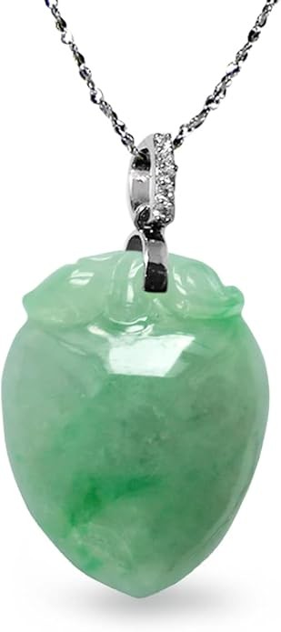 Dahlia Jade Necklace for Love Prosperity & Longevity, Real Grade A Certified Burma Jadeite Peach Heart,