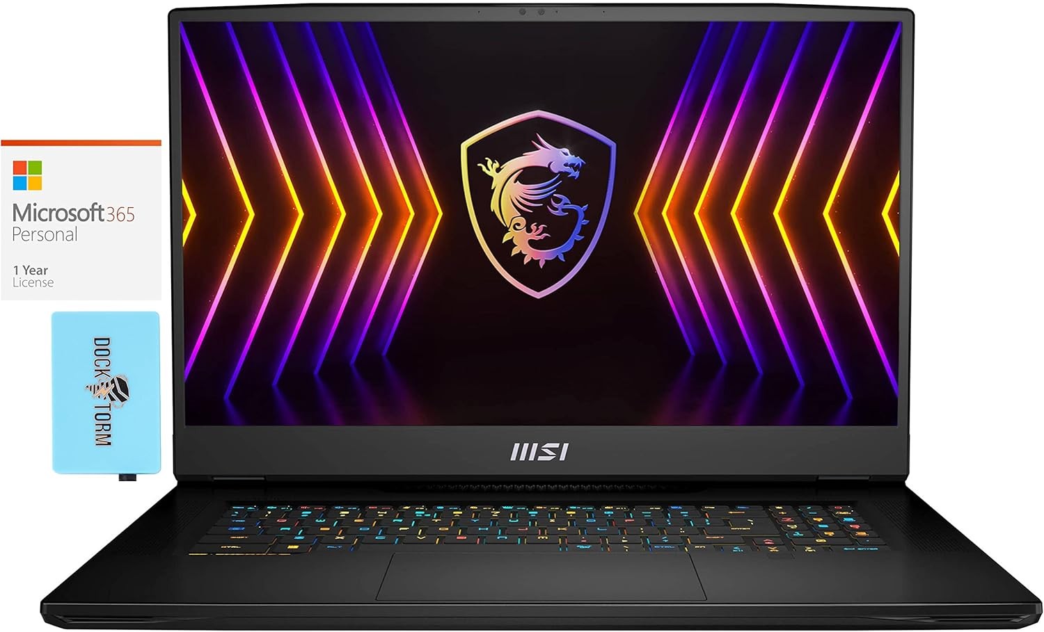 MSI Titan GT77 12UGS Gaming & Entertainment Laptop (Intel i7-12800HX 16-Core, 64GB DDR5 4000MHz RAM, 2x8TB PCIe SSD RAID 1 (8TB), Win 11 Pro) with MS 365 Personal, Hub