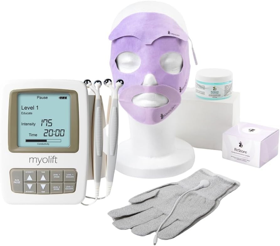 7E Wellness MyoLift Mini Bundle – Mini Microcurrent Facial Device with Conductive Eye Mask, Forehead & LipMasks, Conductive Gloves & RestoreGel –Non-Invasive Skin Care for Anti-Aging & Skin Tightening